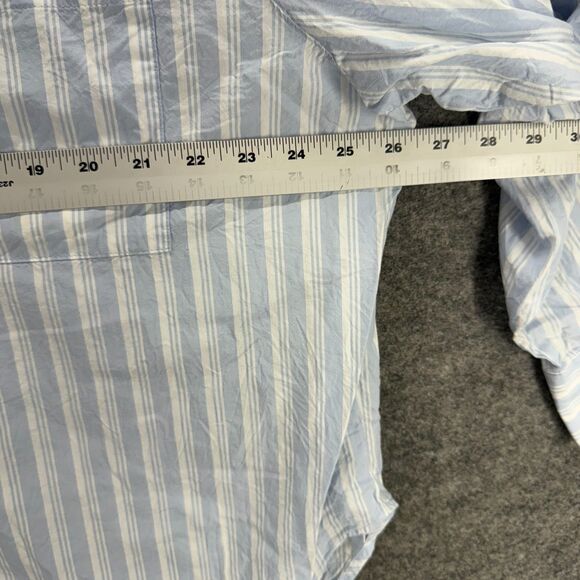 A New Approach Shirt Women XL Blue Striped Button Up Collared Long Sleeve Cotton - Picture 5 of 7